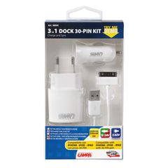 Καλώδιο Φορτισης / Συγχρονισμού USB για Apple 100cm 30pin με αντάπτορα USB αναπτήρα 12V/24V και αντάπτορα 220V-thumb-2