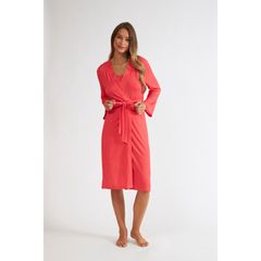 Harmony Γυναικεία Ρόμπα Micro Modal Σταυρωτή Με Τρουακάρ Μανίκι Σχέδιο Πουά
