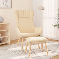 Πολυθρόνα Relax Κρεμ Υφασμάτινη με Υποπόδιο 3097884