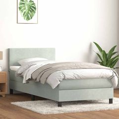 Box Spring κρεβάτι με στρώμα ανοιχτό γκρι 80x220 cm Βελούδινο 3316041
