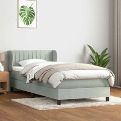 Box Spring κρεβάτι με στρώμα ανοιχτό γκρι 80x220 cm Βελούδινο 3317715
