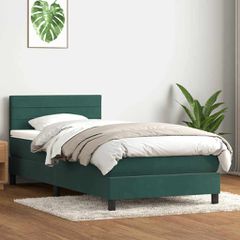 Box Spring κρεβάτι με στρώμα σκούρο πράσινο 80x220εκ. Βελούδινο 3316332