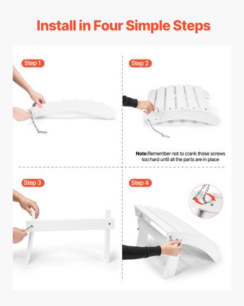 VEVOR Adirondack Ottoman 17,7L x 19,7W x 13,8H ίντσες HDPE Πτυσσόμενο υποπόδιο λευκό-thumb-3