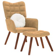 Πολυθρόνα Relax Καφέ Βελούδινη με Σκαμπό 4016829