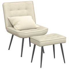 Καρέκλα χαλάρωσης με σκαμπό Cream Velvet 4012335