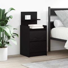 Κομοδίνα με 2 συρτάρια 2 τεμάχια Μαύρο 38x34x80 εκ. 861358