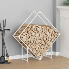 Ράφι για καυσόξυλα Λευκό 100x25x100 cm Ατσάλι ψυχρής έλασης 864288