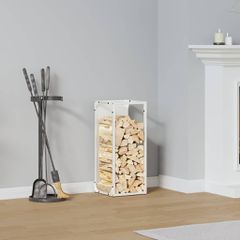 Ράφι για καυσόξυλα Λευκό 25x25x60 cm Ατσάλι ψυχρής έλασης 864260