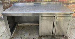 Πόστο Καφέ Ανοξείδωτο Με 2 Συρτάρια & 2 Συρόμενες Πόρτες 180x80x88Cm - Μεταχειρισμένο.