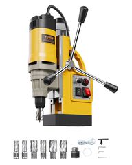 Magnetic Drill 1400W 2878 lbf Magnetic Drill Press 2 in Boring Diameter 6 Bits Yellow