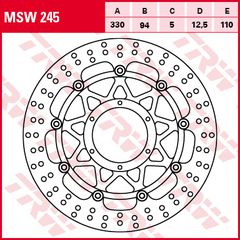 ΔΙΣΚΟΠΛΑΚΑ ΕΜΠΡΟΣ TRW HONDA CBR 900RR (Fireblade)/929RR (Fireblade)/954RR (Fireblade) 2000-2003. MSW245-thumb-1