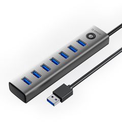 Orico CL7U-U3 hub 7x USB-A 3.0 + USB-C 5V/3A 1m - gray