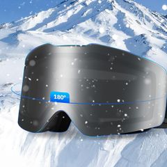 Qunature Black Frameless Ski Goggles - Black-thumb-3