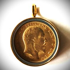 Κρεμαστό μενταγιόν κολιέ Edward Εδουάρδος Λίρα Αγγλίας επίχρυση 24Κ 6 macro