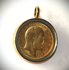 Κρεμαστό μενταγιόν κολιέ Edward Εδουάρδος Λίρα Αγγλίας επίχρυση 24Κ 6 macro-thumb-1