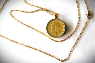 Κρεμαστό μενταγιόν κολιέ Edward Εδουάρδος Λίρα Αγγλίας επίχρυση 24Κ με αλυσίδα-thumb-3