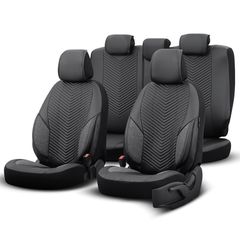 Καλύμματα Αυτοκινήτου Otom "Advanced Leather" Universal Δερματίνη / Λινό Ύφασμα Σετ Εμπρός / Πίσω 11 Τεμαχίων Μαύρο ΑDV-104