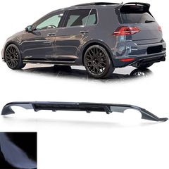 Diffuser Πίσω Προφυλακτήρα Για VW Golf VII (7) 13-17 GTI Με 2 Μονές Εξατμίσεις Δεξια & Αριστερά Γυαλιστερό Μαύρο Από Abs Πλαστικό