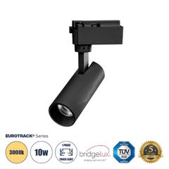 Globostar BEAMTRACK 60805 Μονοφασικό Φωτιστικό Σποτ Ράγας LED 10W 230V 1200lm 30° Acrylic HQ LENS AC 220-240V IP20 Φ4.6 x Υ12.5cm Θερμό Λευκό 3000k - EUROTRACK® System 1L+1N - Μαύρο - Bridgelux Chip -