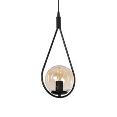 GLOBOSTAR® DROP 201-0016 Vintage Κρεμαστό Φωτιστικό Οροφής με Ντουί 1 x E27 AC 220-240V IP20 - Μαύρο & Μελί - Μ20 x Π15 x Υ47cm