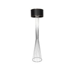 GloboStar® NOVA 201-0039 Μοντέρνο Επιδαπέδιο Φωτιστικό 1 x E27 IP20 Ασημί Μεταλλό με Μαύρο Ύφασμα - Μ36 x Π36 x Υ148cm