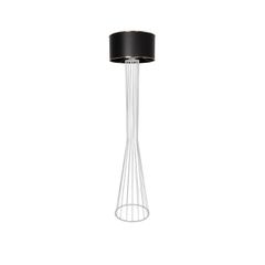 GloboStar® NOVA 201-0038 Μοντέρνο Επιδαπέδιο Φωτιστικό 1 x E27 IP20 Λευκό Μεταλλό με Μαύρο Ύφασμα - Μ36 x Π36 x Υ148cm