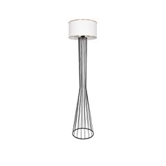 GloboStar® NOVA 201-0036 Μοντέρνο Επιδαπέδιο Φωτιστικό 1 x E27 IP20 Μαύρο Μεταλλό με Λευκό Ύφασμα - Μ36 x Π36 x Υ148cm