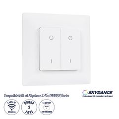GloboStar® 73122 PF1-2 SKYDANCE Ασύρματο Επιτοίχιο Χειριστήριο 2 Group RF 2.4Ghz DC3V IP20 - Μ8.5 x Π8.5 x Υ1.7cm - 5 Χρόνια Εγγύηση