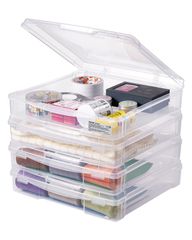 Scrapbook Paper Storage 4 Pack Στοιβαζόμενα πλαστικά κουτιά επιτραπέζιων παιχνιδιών Καθαρή θήκη