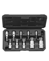 XZN Triple Square Spline Bit Socket Set 10 τεμαχίων M4-M18 Cr-V Steel Case αποθήκευσης