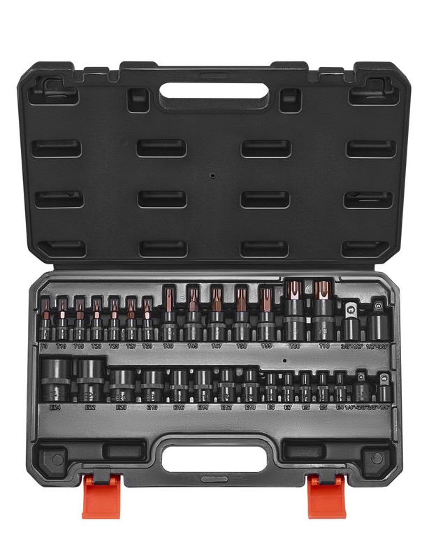 Torx Bit Socket and External Torx Socket Set 31-Pece T8-T70 and E4-E24 Steel