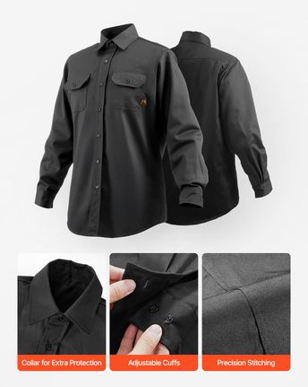 Σακάκι συγκόλλησης VEVOR Ανθεκτικό στη φλόγα XL Μέγεθος 7oz FR Μπουφάν ασφαλείας συγκόλλησης βαμβακιού-thumb-4