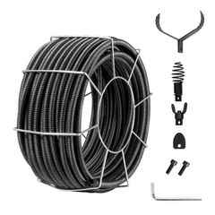 Καλώδιο καθαρισμού αποχέτευσης VEVOR 100 FT x 3/4 ιντσών, Καλώδιο καθαρισμού αποχέτευσης στερεού πυρήνα από χάλυβα με 4 κοπτήρες για σωλήνες 3,9" έως 7,9", Επαγγελματικό καλώδιο αποχέτευσης αποχέτευση