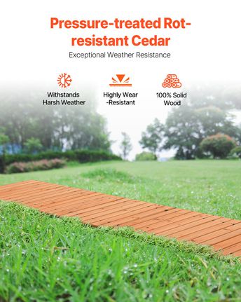 VEVOR 12 ft L x 17 in W Straight Wooden Garden Pathway Roll Out Garden Walkway-thumb-3