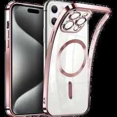 MagSafe TPU Color Chrome Case protect lens for iPhone 16 Pro Max Rose Gold