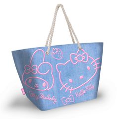 HELLO KITTY & MELODY - Denim - Beach Bag '52x37x17cm'