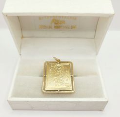 Μενταγιόν φυλαχτό Κωνσταντινάτο διπλής όψης Κ14 χρυσό ορθογώνιο Α95916 ΤΙΜΗ 390 ΕΥΡΩ