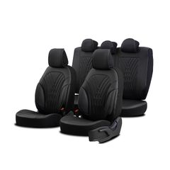 Καλύμματα Αυτοκινήτου Otom Progressive Design Universal Full Δερματίνη Σετ Εμπρός / Πίσω 11 Τεμαχίων Μαύρο PRG-101