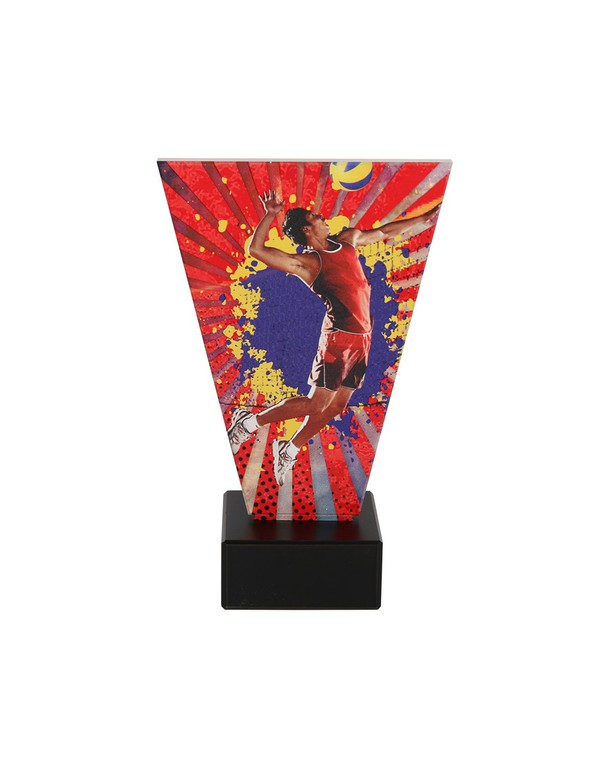 Glass volleyball trophy