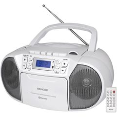 ΡαδιοCD Boombox Κασετόφωνο Sencor SPT 3907W 4W με Bluetooth v5.0 CD USB 3.5mm και LCD Οθόνη Λευκό