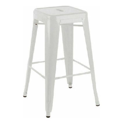 Σκαμπό Μπαρ Μεταλλικό Relix Λευκό 43x43x67εκ + Δώρο Γάντια Εργασίας.