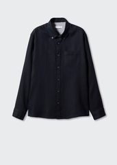 Λινό Πουκάμισο slim fit 100% λινό Μαύρο Μέγεθος L & XL