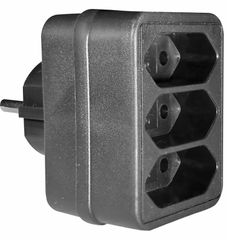 ELP31302 | ΑΝΤΑΠΤOΡΑΣ SCHUKO → 3Θ ΙΙ x16A max:1700W IP20 ΜΑΥΡΟ