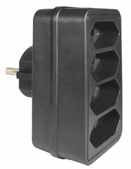 ELP31402 | ΑΝΤΑΠΤOΡΑΣ SCHUKO → 4Θ ΙΙ x16A max:2300W IP20 ΜΑΥΡΟ