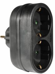 ELP33202 | ΑΝΤΑΠΤOΡΑΣ SCHUKO → 2Θ SCHUKO x16A max:3680W IP20 ΜΑΥΡΟ