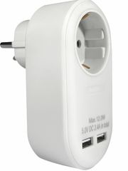 ELP37101 | ΑΝΤΑΠΤOΡΑΣ ΜΕ USB SCHUKO → 1Θ SCHUKO max:3680W IP20 ΛΕΥΚΟ