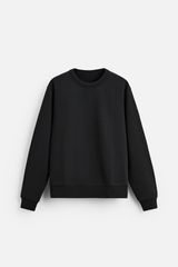 Φούτερ relaxed fit από βαμβακερό ύφασμα. Στρογγυλή λαιμόκοψη μακρύ μανίκι μαυρο Μεγεθος L & XL