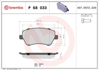 Σετ τακάκια, Δισκόφρενα Brembo P 68 033