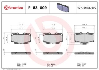 Σετ τακάκια, Δισκόφρενα Brembo P 83 009