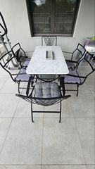 Γαλβανιζέ Τραπεζαρία Κήπου Φερ Φορζέ σετ (τραπέζι με 6 καρέκλες)